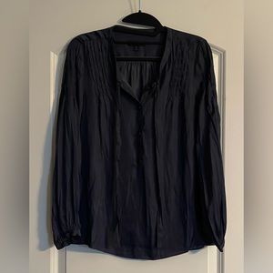 J Crew - Blue Crinkle Satin Blouse